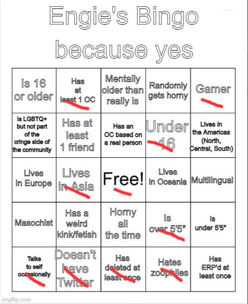 Engie's Bingo | image tagged in engie's bingo | made w/ Imgflip meme maker