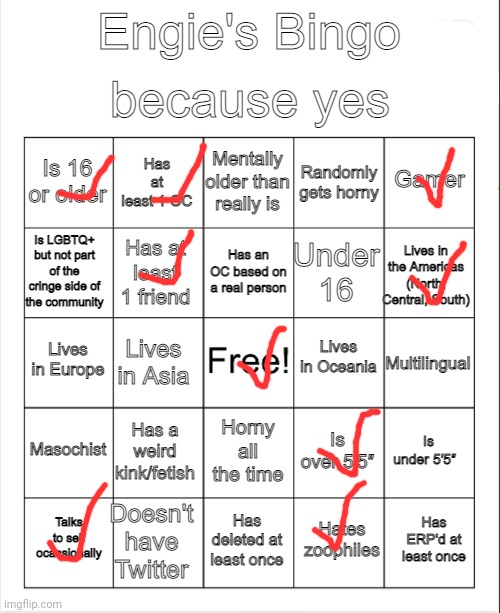 Engie's Bingo | image tagged in engie's bingo | made w/ Imgflip meme maker