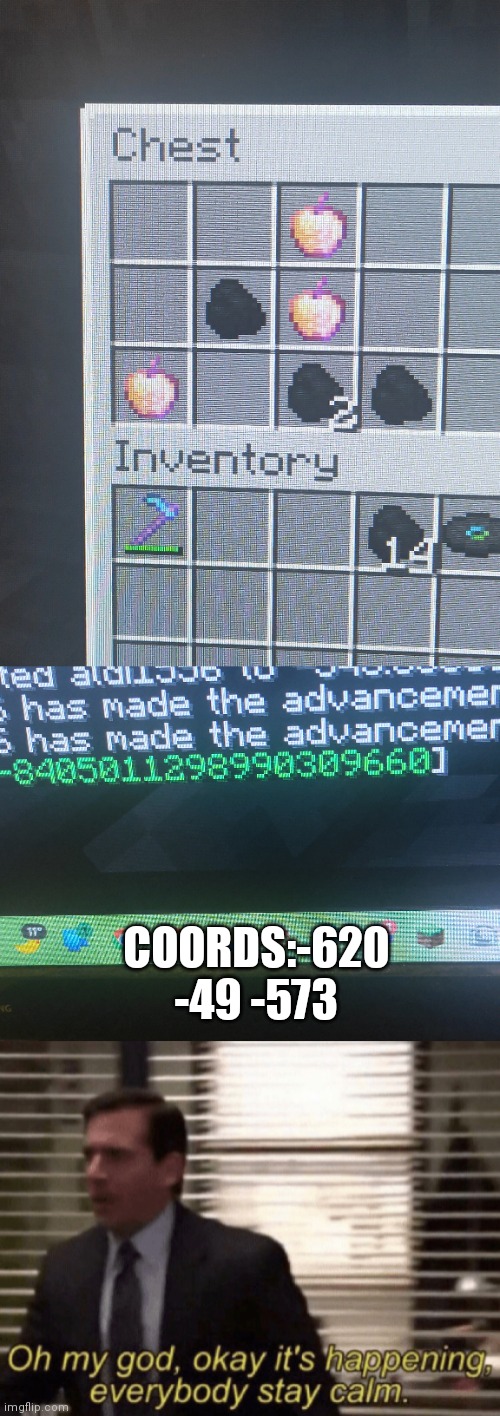 Ok was exploring the new update then this | COORDS:-620 -49 -573 | image tagged in oh my god okeay it's happenning everybody stay calm,god apples,what,oh my god | made w/ Imgflip meme maker