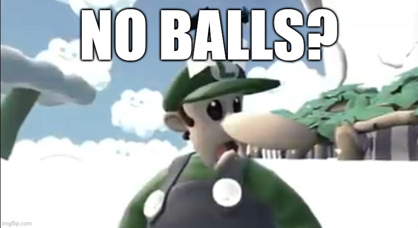 Smg4 Luigi sad | NO BALLS? | image tagged in smg4 luigi sad | made w/ Imgflip meme maker