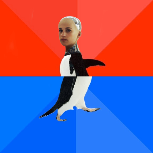 High Quality Ex Machina Penguin Blank Meme Template