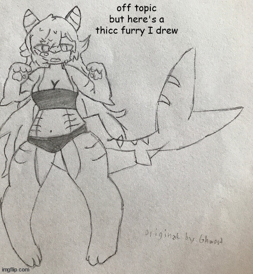 bad template | off topic but here's a thicc furry I drew | image tagged in bad template | made w/ Imgflip meme maker