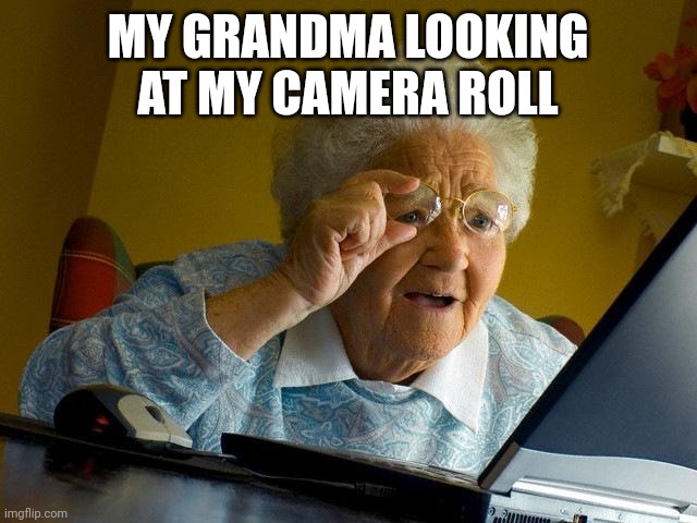 Grandma it's not what it looks like | MY GRANDMA LOOKING AT MY CAMERA ROLL | image tagged in memes,grandma finds the internet | made w/ Imgflip meme maker