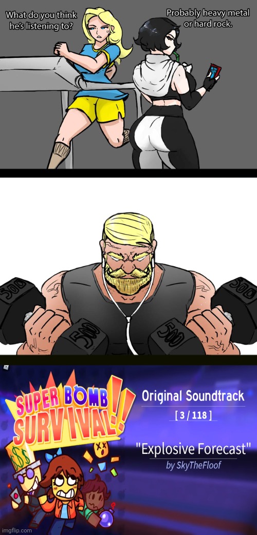 True Gigachad Music | image tagged in what do you think he's listening to,super bomb survival,explosive forecast,music,roblox | made w/ Imgflip meme maker