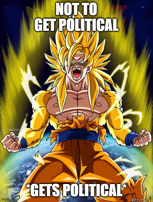 Goku | NOT TO GET POLITICAL; *GETS POLITICAL* | image tagged in goku | made w/ Imgflip meme maker