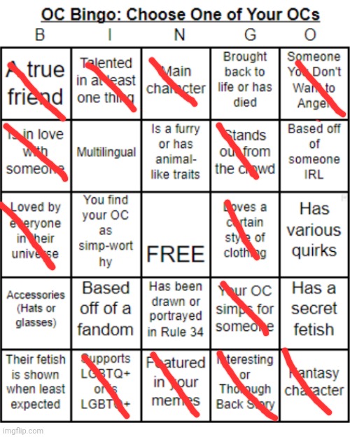 The Ben bingo my oc | image tagged in jer-sama's oc bingo | made w/ Imgflip meme maker