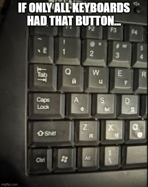 When You See It... | IF ONLY ALL KEYBOARDS HAD THAT BUTTON... | image tagged in you had one job | made w/ Imgflip meme maker