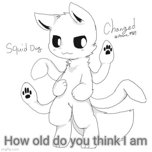 Trend | How old do you think I am | image tagged in squid dog | made w/ Imgflip meme maker