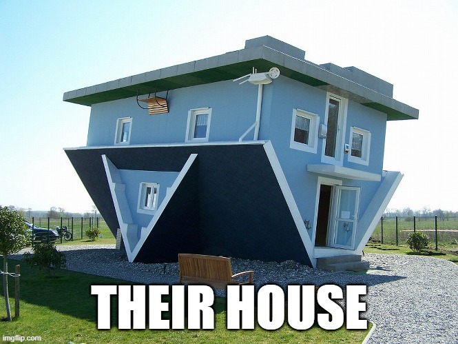 Upside down house | THEIR HOUSE | image tagged in upside down house | made w/ Imgflip meme maker