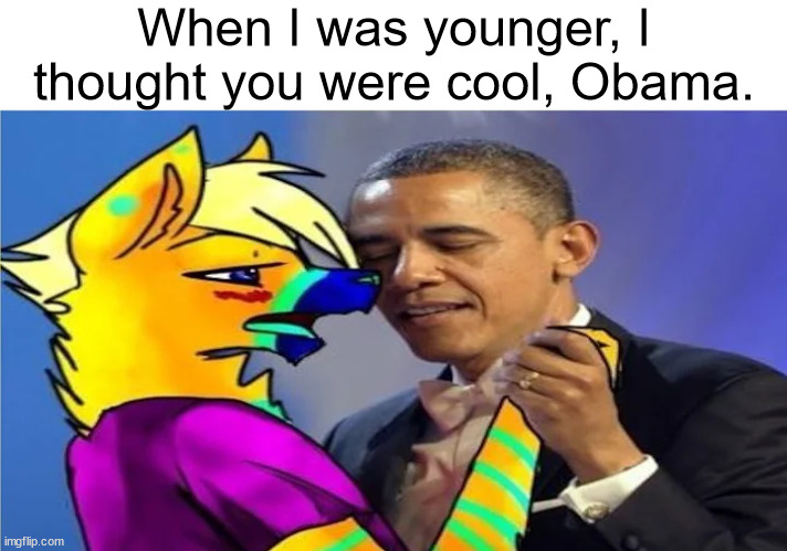 Not now, it seems.. | When I was younger, I thought you were cool, Obama. | image tagged in shitpost status | made w/ Imgflip meme maker