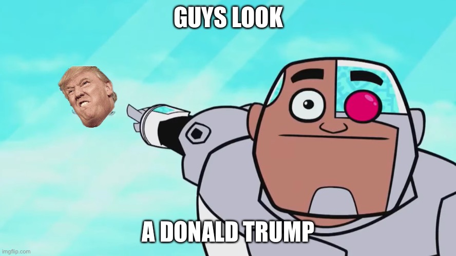 It’s pretty, let’s catch it | GUYS LOOK; A DONALD TRUMP | image tagged in guys look a birdie | made w/ Imgflip meme maker