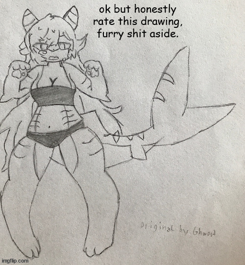 mfs gonna hate | ok but honestly rate this drawing, furry shit aside. | image tagged in bad template | made w/ Imgflip meme maker