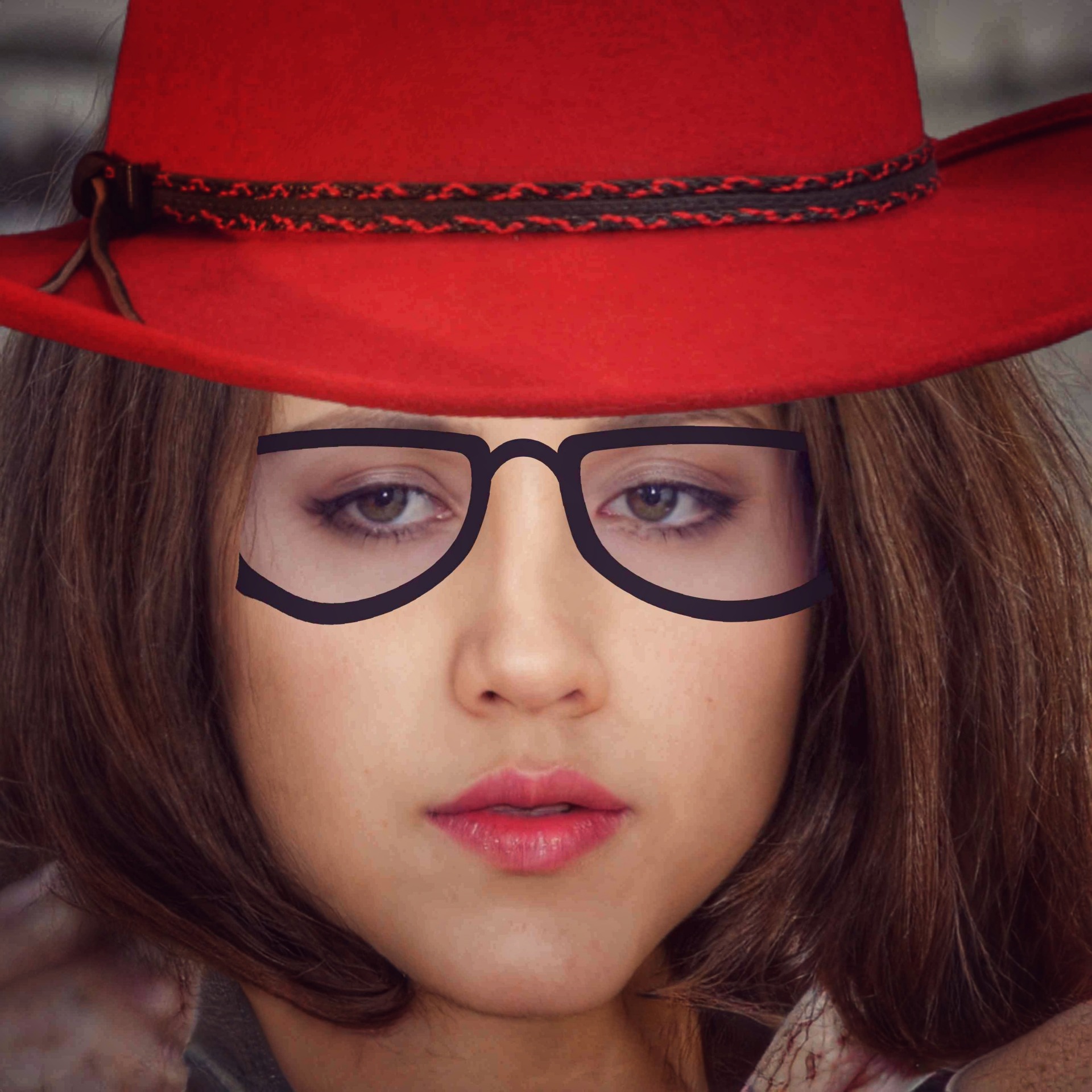 Red Hat Hipster Girl Blank Meme Template
