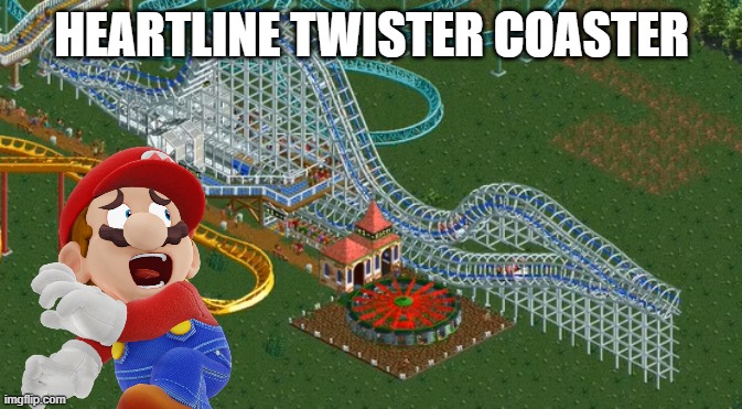 heartline twister coaster | HEARTLINE TWISTER COASTER | image tagged in rct2,mario,rollercoaster tycoon | made w/ Imgflip meme maker