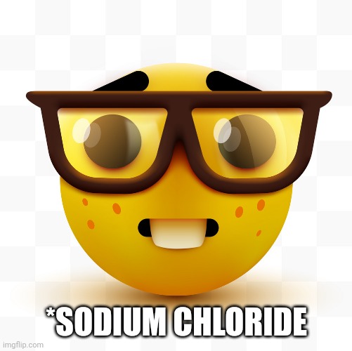 Nerd emoji | *SODIUM CHLORIDE | image tagged in nerd emoji | made w/ Imgflip meme maker