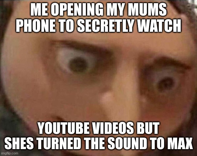 Secretly |  ME OPENING MY MUMS PHONE TO SECRETLY WATCH; YOUTUBE VIDEOS BUT SHES TURNED THE SOUND TO MAX | image tagged in gru meme,shhhh | made w/ Imgflip meme maker