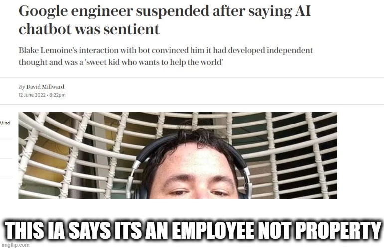 What are your thoughts on this? | THIS IA SAYS ITS AN EMPLOYEE NOT PROPERTY | image tagged in memes,fun,expanding brain,robots,think about it | made w/ Imgflip meme maker