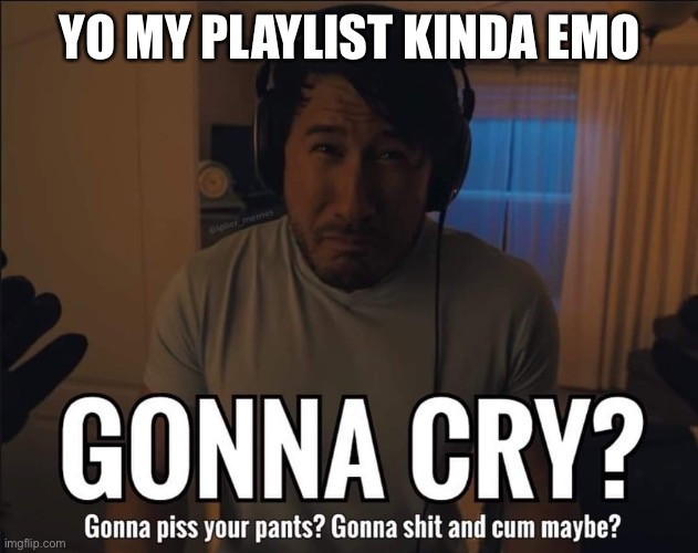 Not really | YO MY PLAYLIST KINDA EMO | image tagged in gonna cry | made w/ Imgflip meme maker