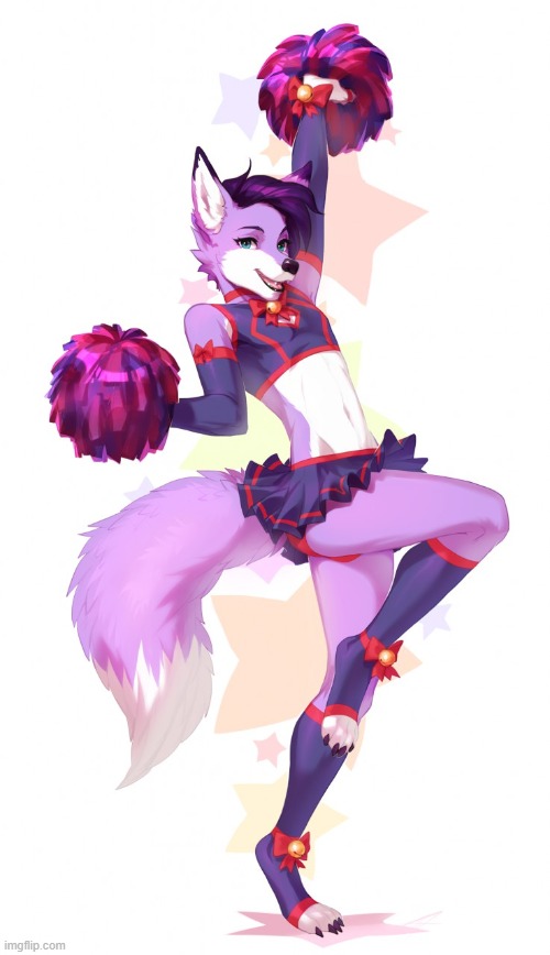 By Helloggi | image tagged in furry,femboy,cute,adorable,cheerleaders | made w/ Imgflip meme maker