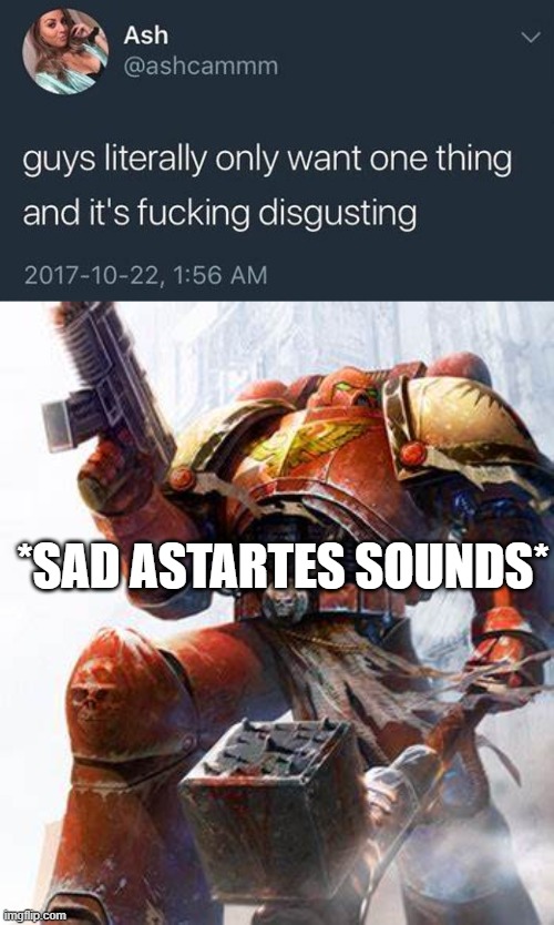 *SAD ASTARTES SOUNDS* | image tagged in guys only want 1 thing,space marine | made w/ Imgflip meme maker