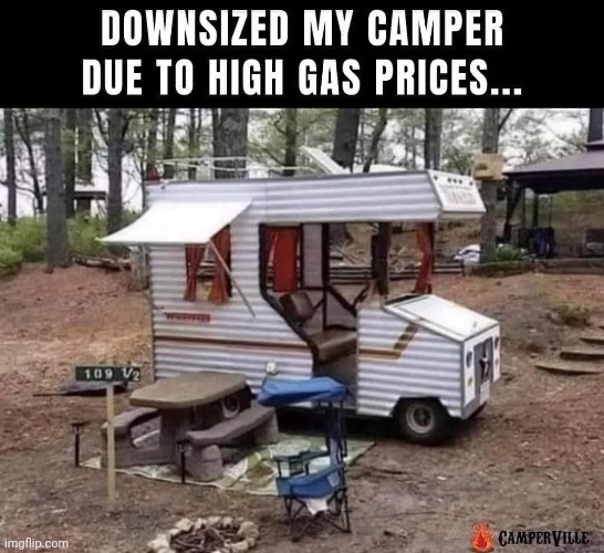 Mini fin | image tagged in camper,small,gas | made w/ Imgflip meme maker