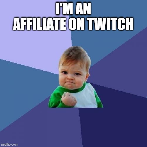 Success Kid Meme | I'M AN AFFILIATE ON TWITCH | image tagged in memes,success kid | made w/ Imgflip meme maker