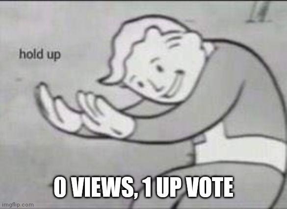 Fallout Hold Up | 0 VIEWS, 1 UP VOTE | image tagged in fallout hold up | made w/ Imgflip meme maker