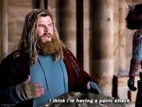 thor i think i'm having a panic attack | image tagged in thor i think i'm having a panic attack | made w/ Imgflip meme maker