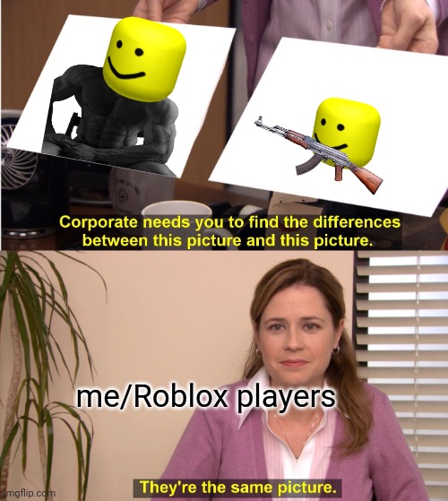 They're The Same Picture Meme | me/Roblox players | image tagged in memes,they're the same picture | made w/ Imgflip meme maker