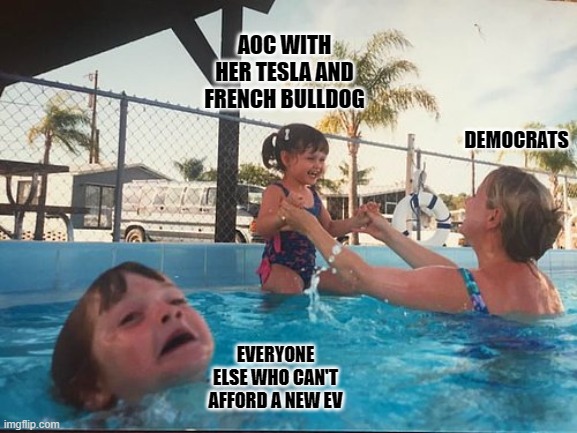 yep | AOC WITH HER TESLA AND FRENCH BULLDOG; DEMOCRATS; EVERYONE ELSE WHO CAN'T AFFORD A NEW EV | image tagged in democrats | made w/ Imgflip meme maker