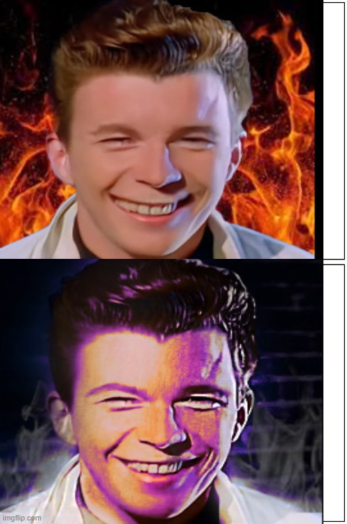 see the difference 98% ppl can | image tagged in rickroll,evil | made w/ Imgflip meme maker