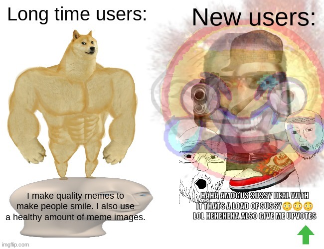 AMOGUS SUSSY | image tagged in buff doge vs cheems,among us,amogus,amogus sussy | made w/ Imgflip meme maker