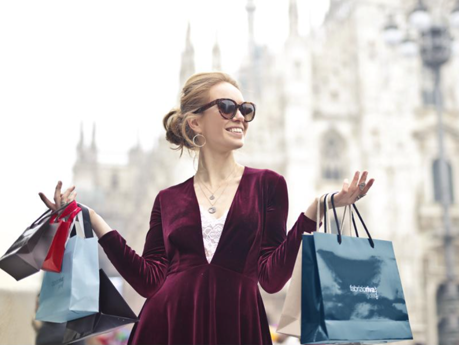 woman with shopping bags Blank Meme Template