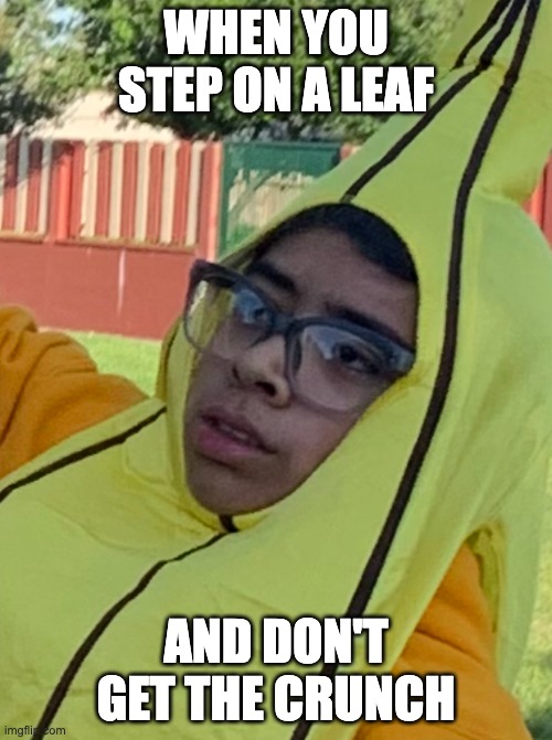 new template | WHEN YOU STEP ON A LEAF; AND DON'T GET THE CRUNCH | image tagged in banana disappointment | made w/ Imgflip meme maker