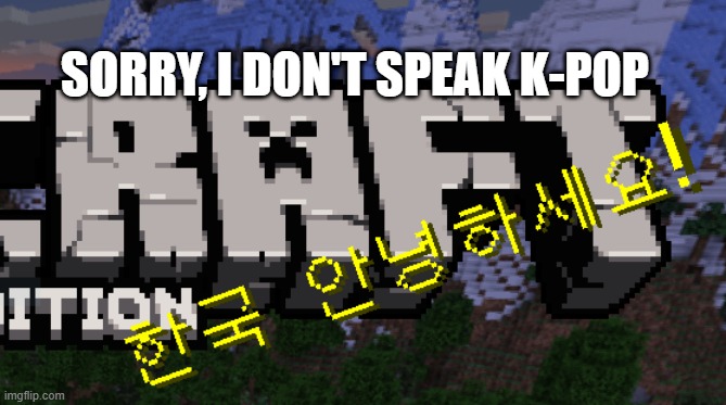 what does this mean? | SORRY, I DON'T SPEAK K-POP | image tagged in minecraft | made w/ Imgflip meme maker