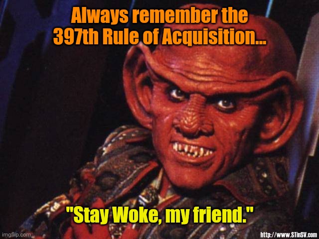 Quark | Always remember the 397th Rule of Acquisition... "Stay Woke, my friend." | image tagged in quark | made w/ Imgflip meme maker