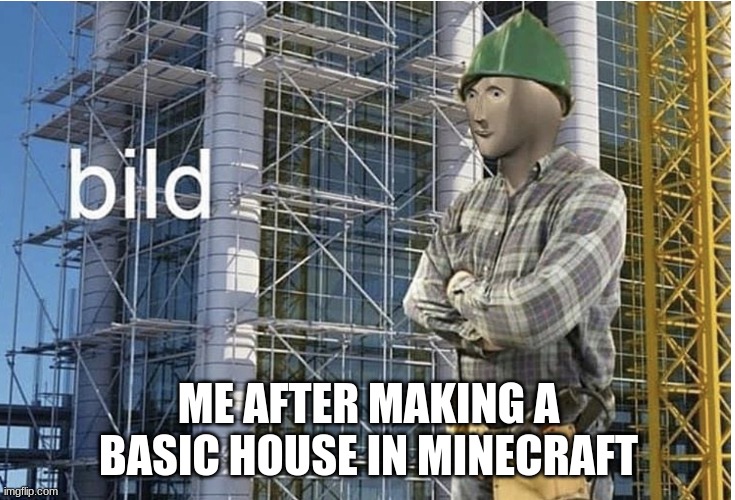 biuld | ME AFTER MAKING A BASIC HOUSE IN MINECRAFT | image tagged in bild meme | made w/ Imgflip meme maker