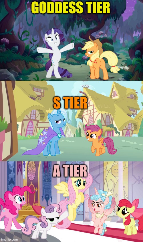 Too many ponies! | GODDESS TIER; S TIER; A TIER | image tagged in mlp forest,best ponies,mlp,my little pony friendship is magic | made w/ Imgflip meme maker