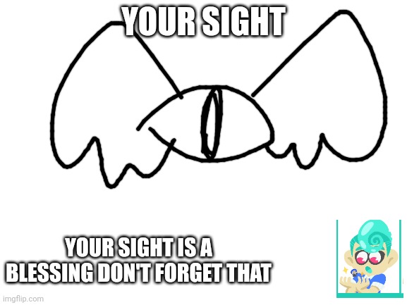 Blank White Template | YOUR SIGHT YOUR SIGHT IS A BLESSING DON'T FORGET THAT | image tagged in blank white template | made w/ Imgflip meme maker