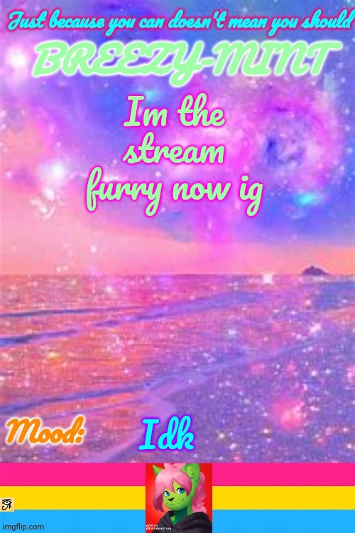 Breezy | Im the stream furry now ig; Idk | image tagged in breezy | made w/ Imgflip meme maker