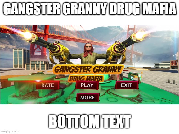GANGSTER GRANNY DRUG MAFIA; BOTTOM TEXT | image tagged in videogames | made w/ Imgflip meme maker