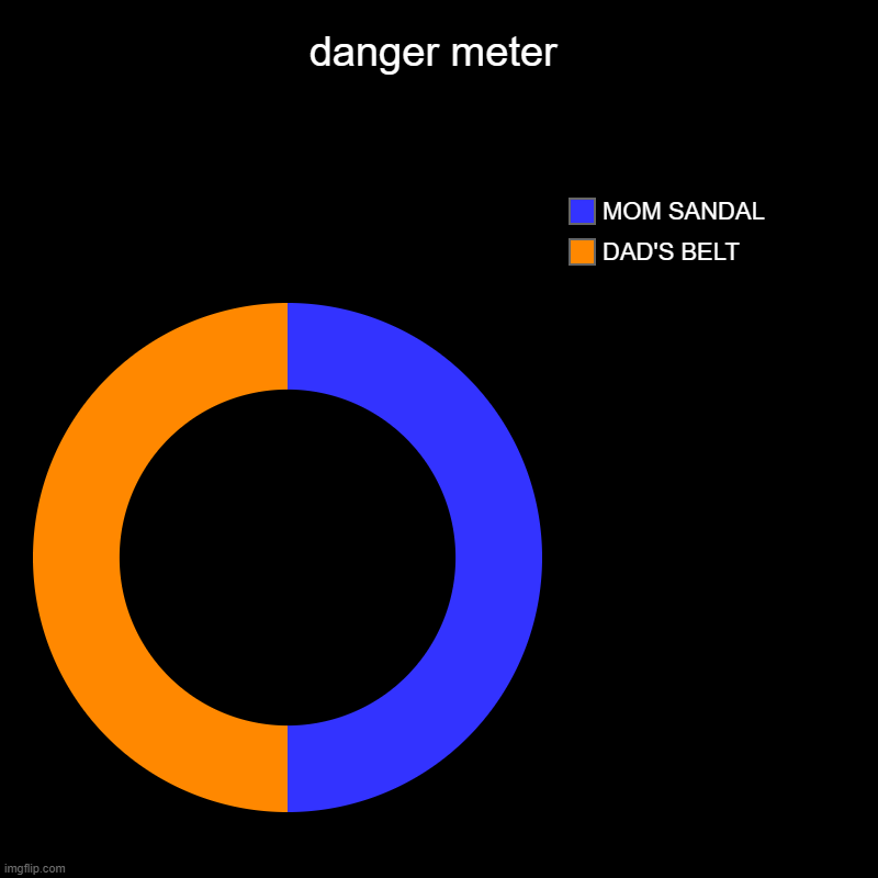 danger meter | DAD'S BELT, MOM SANDAL | image tagged in charts,donut charts | made w/ Imgflip chart maker