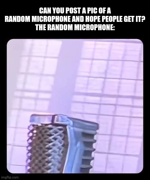 Well? |  CAN YOU POST A PIC OF A RANDOM MICROPHONE AND HOPE PEOPLE GET IT?
THE RANDOM MICROPHONE: | image tagged in 80s music,tips,video | made w/ Imgflip meme maker