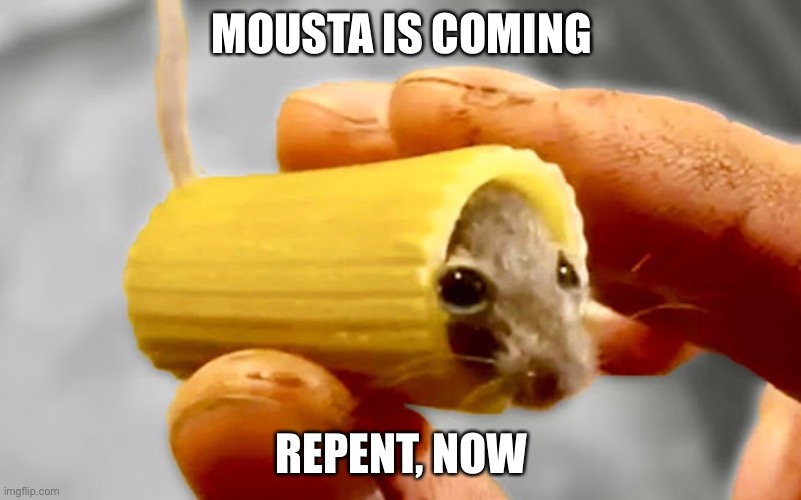 AAAAAAAAAAA RUN | MOUSTA IS COMING; REPENT, NOW | image tagged in run,pasta,rat,mouse | made w/ Imgflip meme maker