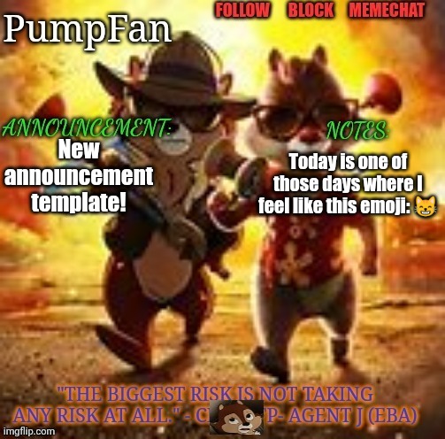 Made on Android | New announcement template! Today is one of those days where I feel like this emoji: 😸 | image tagged in rescue rangers announcement template ty hanz | made w/ Imgflip meme maker