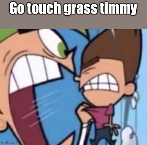 Yes | Go touch grass timmy | image tagged in cosmo yelling at timmy,yes | made w/ Imgflip meme maker