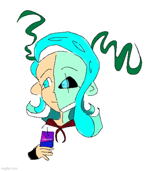 new temp :))) (this took like 2 hours to digitalize and I might quality-check and add shading later but who knows) | image tagged in 401 holding a caprisun | made w/ Imgflip meme maker