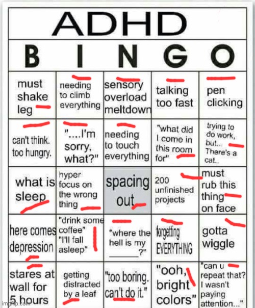 WoW ok | image tagged in adhd bingo | made w/ Imgflip meme maker