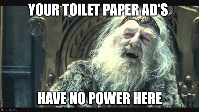 You have no power here | YOUR TOILET PAPER AD'S; HAVE NO POWER HERE | image tagged in you have no power here,bidets | made w/ Imgflip meme maker
