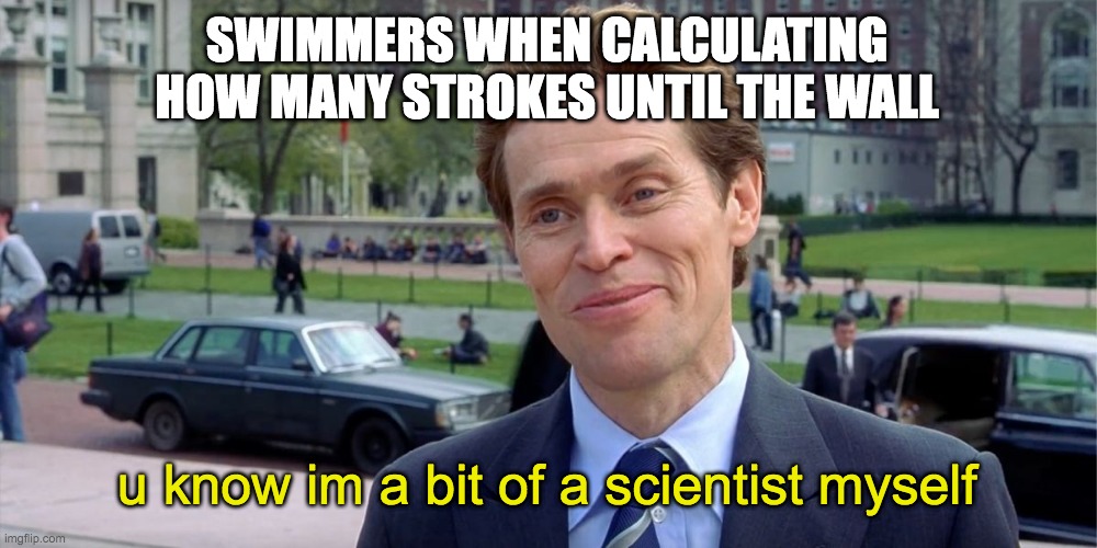 I thought of this at swim practice lol |  SWIMMERS WHEN CALCULATING HOW MANY STROKES UNTIL THE WALL; u know im a bit of a scientist myself | image tagged in you know i'm something of a scientist myself | made w/ Imgflip meme maker